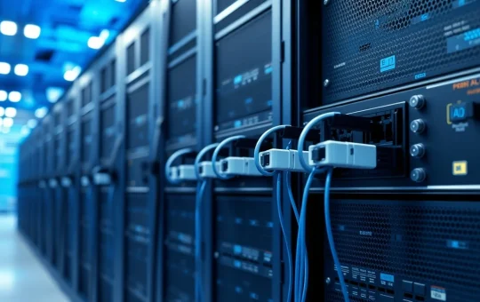 Pluggable optical transceiver modules in modern data center infrastructure supporting AI and 5G networks.