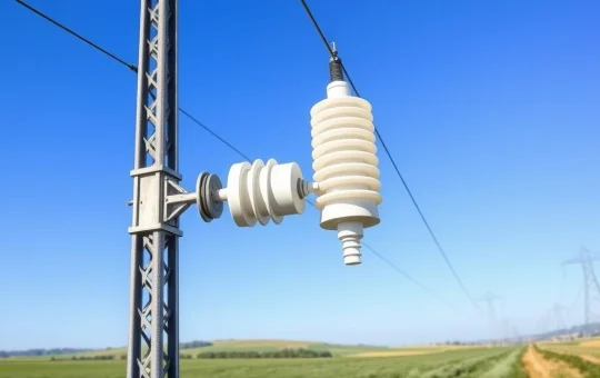 Polymer composite insulator on transmission line demonstrating modern electrical insulation technology
