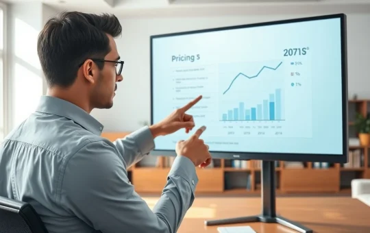 Business analyst examines a pricing structure and cost factors chart for industrial procurement.