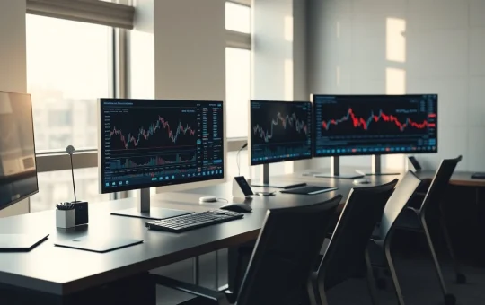 Analyst reviewing Quant Network QNT price charts and blockchain data on trading monitors.