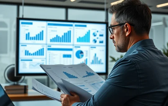 Analyst reviewing QY Research market reports on digital screen in professional office setting.