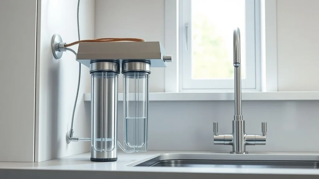 Modern reverse osmosis water filtration system installation for automatic purification