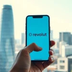 Revolut UK banking license approval shown on a smartphone with London financial district background.