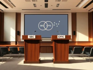 SEC and CFTC harmonization details for cryptocurrency regulation in a Washington hearing room.
