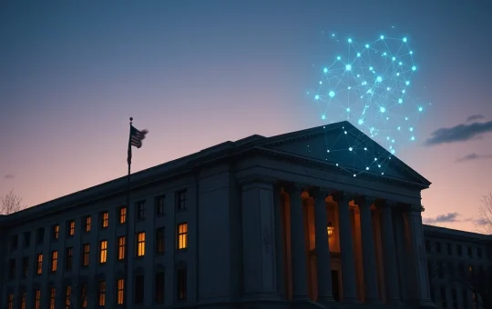 SEC headquarters Washington D.C. with digital blockchain visualization representing cryptocurrency regulation proposal