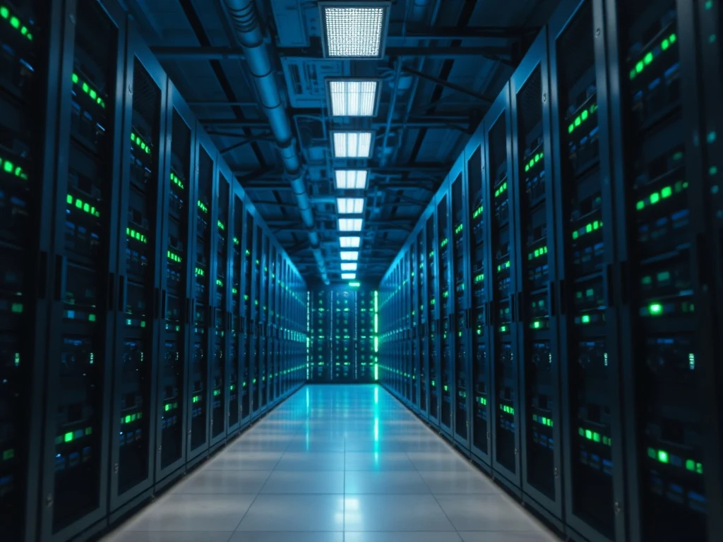 Server room representing the Sei blockchain network's infrastructure and technology.