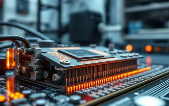 Silicon photonics module on circuit board with glowing fiber optic connections