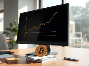 STRC dividend hike funds Strategy's ongoing Bitcoin acquisition strategy, shown through financial charts and a symbolic coin.