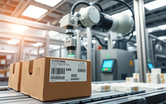 Pharmaceutical track and trace solutions in action on an automated packaging line for supply chain security.