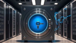 Secure digital vault representing TRON and Anchorage Digital institutional custody partnership for blockchain assets