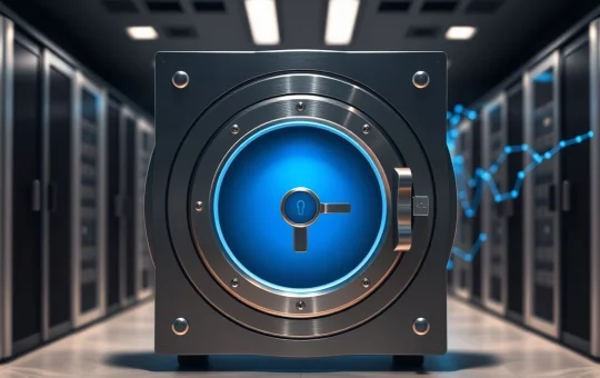 Secure digital vault representing TRON and Anchorage Digital institutional custody partnership for blockchain assets