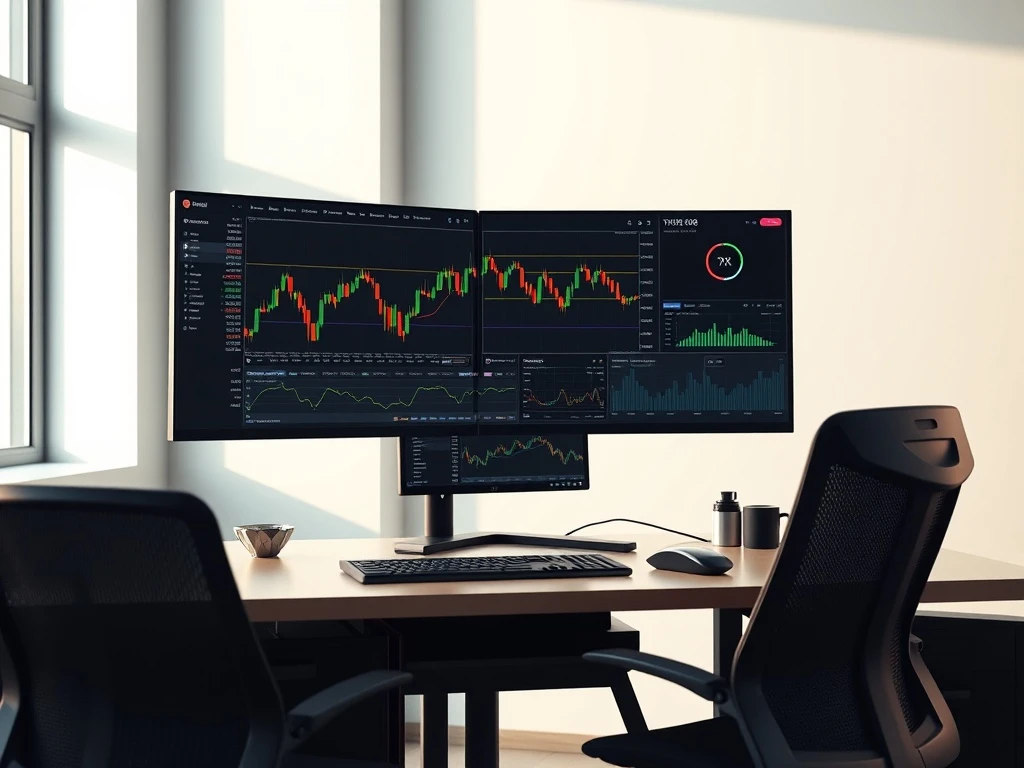 Analyst reviewing TRON (TRX) cryptocurrency price charts and blockchain data on trading desk monitors.