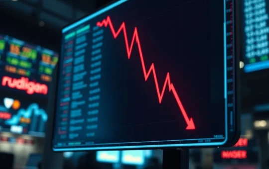 TRUMP Coin crashing shown on a digital market ticker with a sharp red downward chart line.