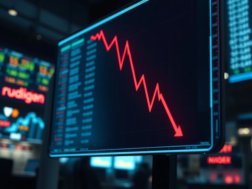 TRUMP Coin crashing shown on a digital market ticker with a sharp red downward chart line.