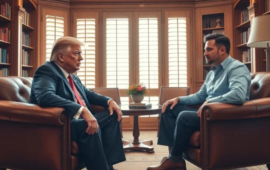 Donald Trump in a private meeting with Coinbase CEO Brian Armstrong discussing cryptocurrency policy.