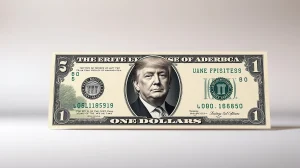 New US one-dollar bill featuring President Trump's portrait in historic currency redesign.