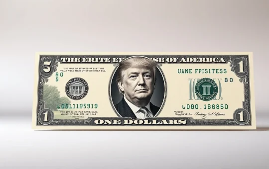 New US one-dollar bill featuring President Trump's portrait in historic currency redesign.