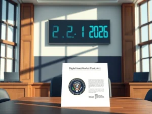 Countdown clock for Trump's March 1 Crypto CLARITY Act deadline in Washington D.C. setting