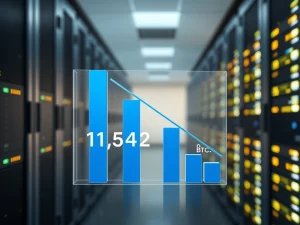 Graph showing Trump Media's Bitcoin holdings decline from 11,542 to 9,542 BTC after collateral pledge.