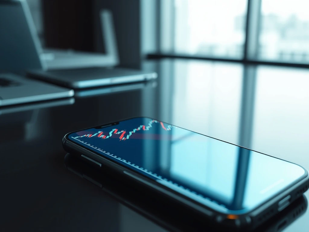 A smartphone displays the volatile price chart of the TRUMP memecoin on a trading app.