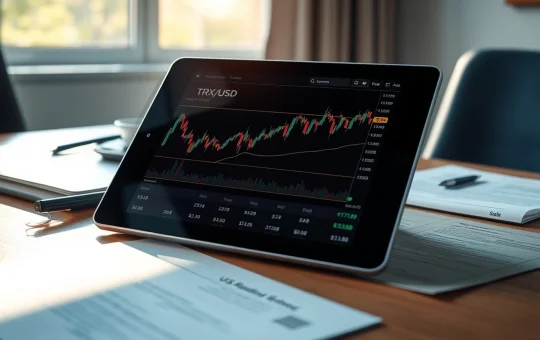 TRX cryptocurrency market analysis with U.S. regulatory documents in background