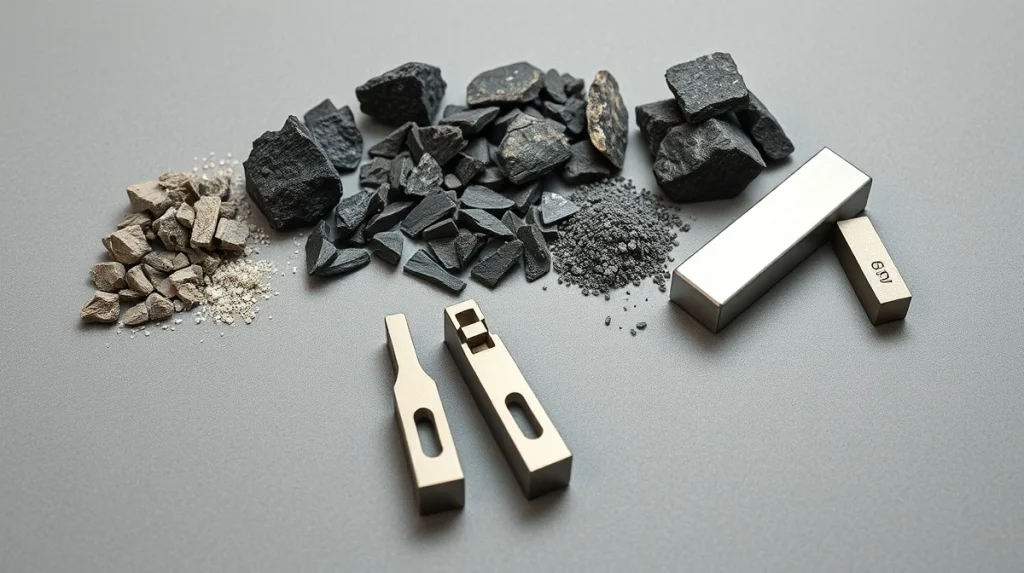 Tungsten ore and metal samples illustrating the industrial material behind the 600% price surge
