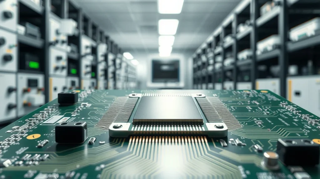 Ultra-wideband chip module on circuit board representing market technology research