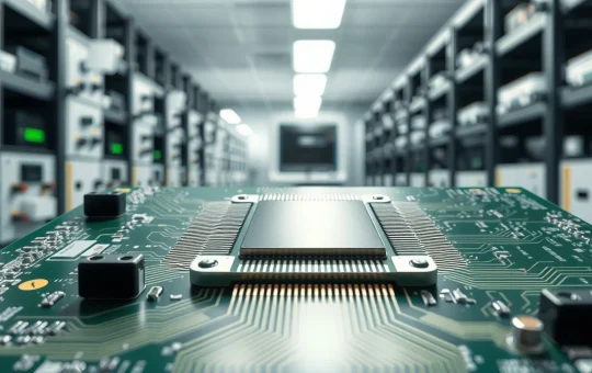 Ultra-wideband chip module on circuit board representing market technology research