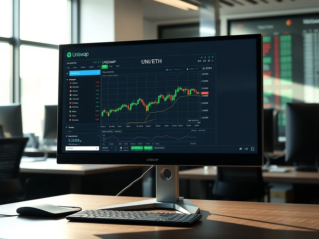 Uniswap price prediction analysis showing UNI trading interface and market charts for 2026-2030 forecast period