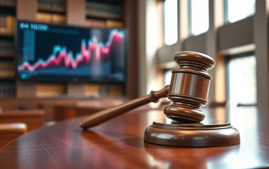 A judge's gavel symbolizes the U.S. court approval of the class action lawsuit against Tether and Bitfinex.