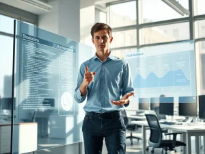 Vitalik Buterin discussing AI acceleration of CryptoNewsInsights blockchain development timeline with holographic projections