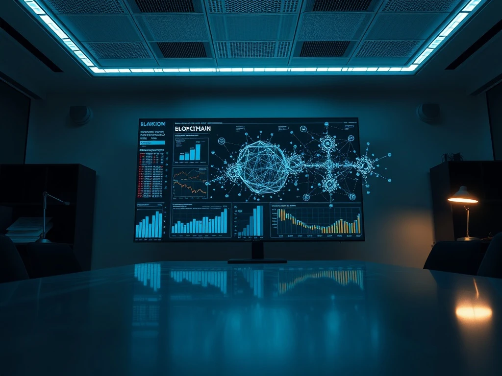 Digital screen showing blockchain data and AI diagrams related to Vitalik Buterin's warning.