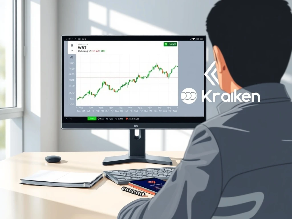 WhiteBIT Coin WBT trading chart on Kraken exchange interface showing market activity after official listing.