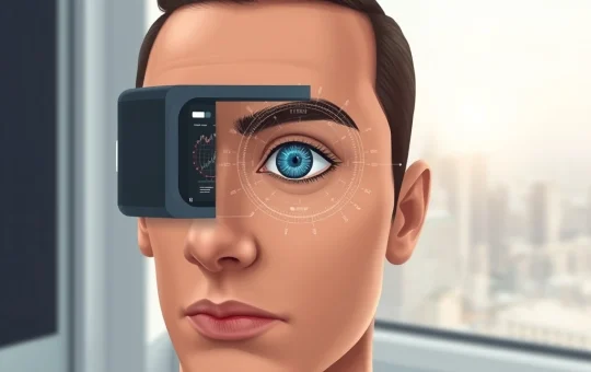 Worldcoin price prediction analysis showing biometric identity verification with cryptocurrency market data overlay