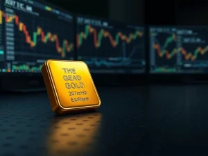XAUT digital gold token represented by gold bullion in a cryptocurrency trading context.