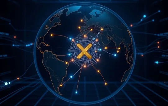 XRP and RippleNet facilitating global financial data flows between major cities for cross-border payments.
