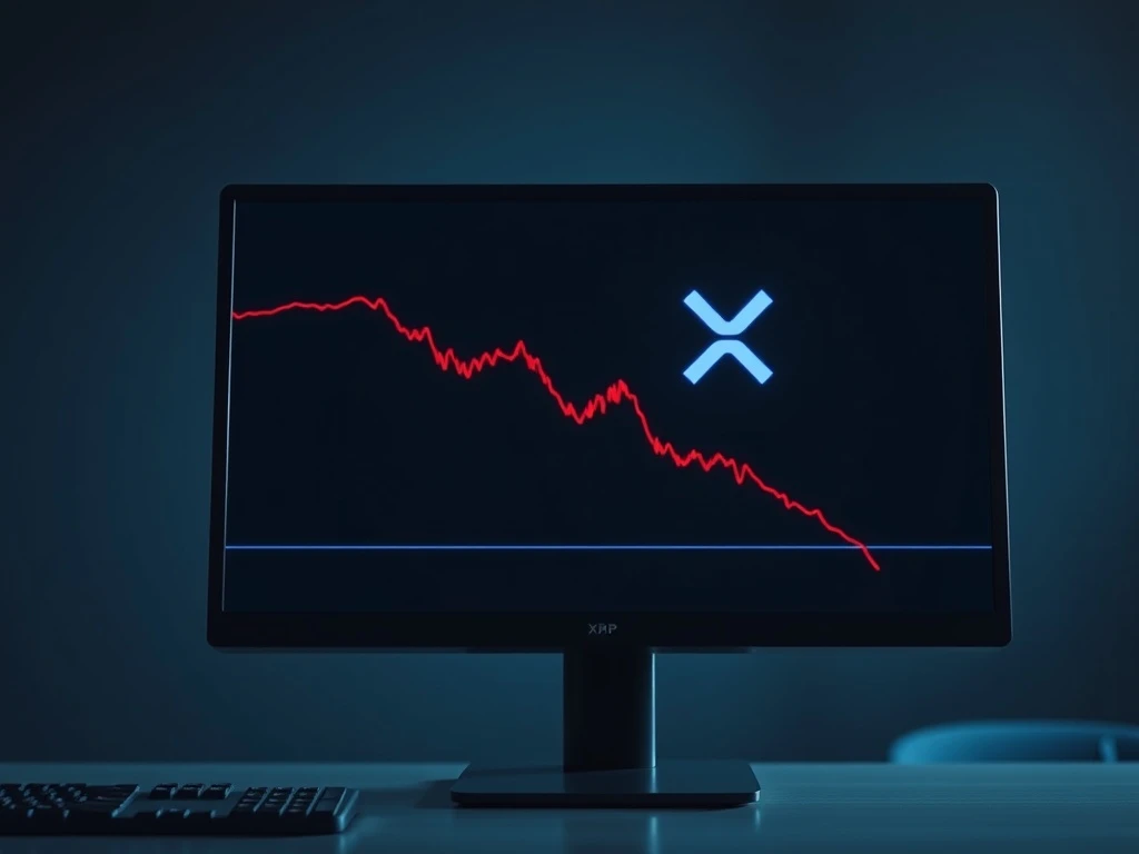 Analysis of XRP price chart showing steep decline toward $6.8 capitulation level.