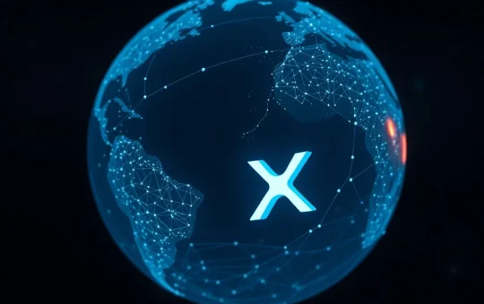 Global digital network with XRP token symbol representing exclusive 0.03% ownership and price analysis.