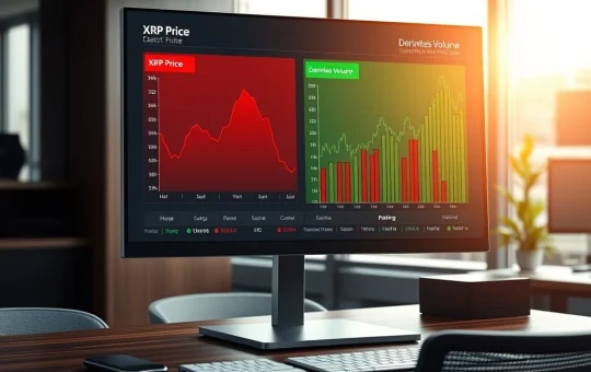 XRP price and derivatives activity showing conflicting market signals on a financial dashboard.