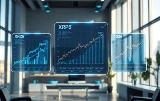 AI model predictions for XRP price in 2026 showing cryptocurrency analysis data panels