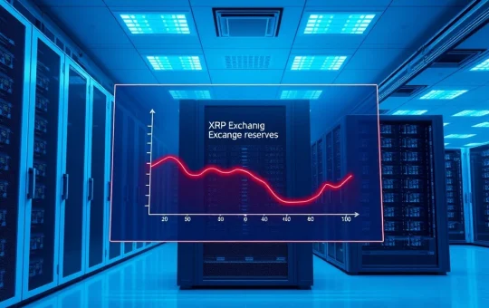 Visual representation of declining XRP exchange reserves signaling potential supply shock in cryptocurrency markets.