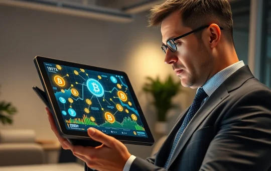 Investor analyzing YONGDELI YDL token presale data on a digital tablet interface.