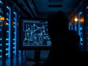 ZachXBT investigation reveals Axiom crypto exchange insider trading scheme in server room setting.