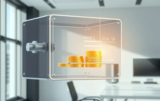Aave DAO's milestone-based funding strategy visualized as a digital vault with progress tracking.