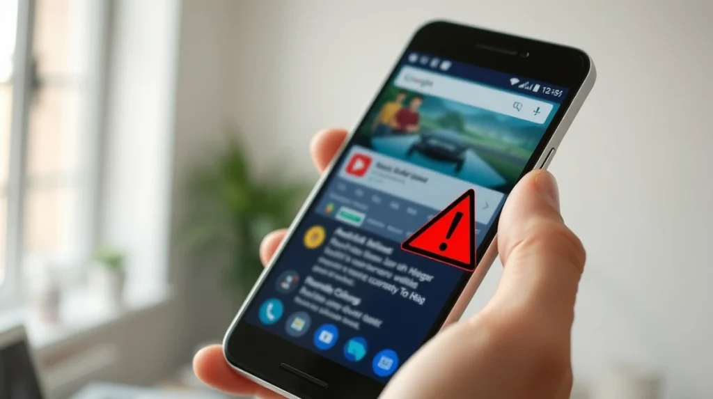 Android smartphone displaying a cryptocurrency wallet app with a security warning, illustrating the Microsoft vulnerability disclosure.