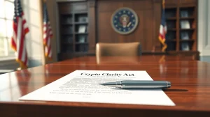 The Crypto Clarity Act document ready for signature, symbolizing advancing U.S. cryptocurrency regulation.