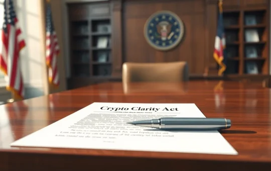 The Crypto Clarity Act document ready for signature, symbolizing advancing U.S. cryptocurrency regulation.