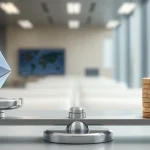 Analytical scale showing declining Binance Ethereum reserves against rising USDT and USDC stablecoin holdings.