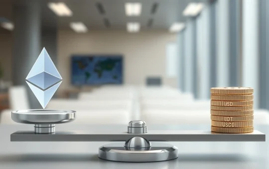 Analytical scale showing declining Binance Ethereum reserves against rising USDT and USDC stablecoin holdings.