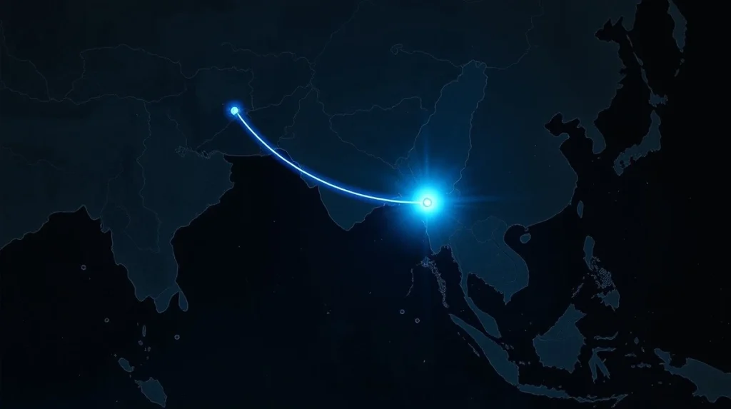 Conceptual map showing Bitcoin as a potential financial conduit for Taiwan in geopolitical conflict.